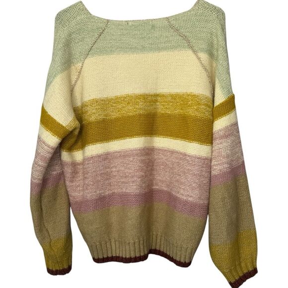 |EUC| BLACK TAPE_ Striped Knit V Neck Sweater - Picture 4 of 5